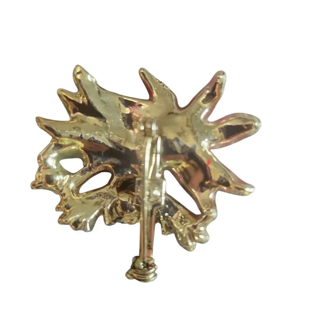 Elegant Red and Green Floral Brooch